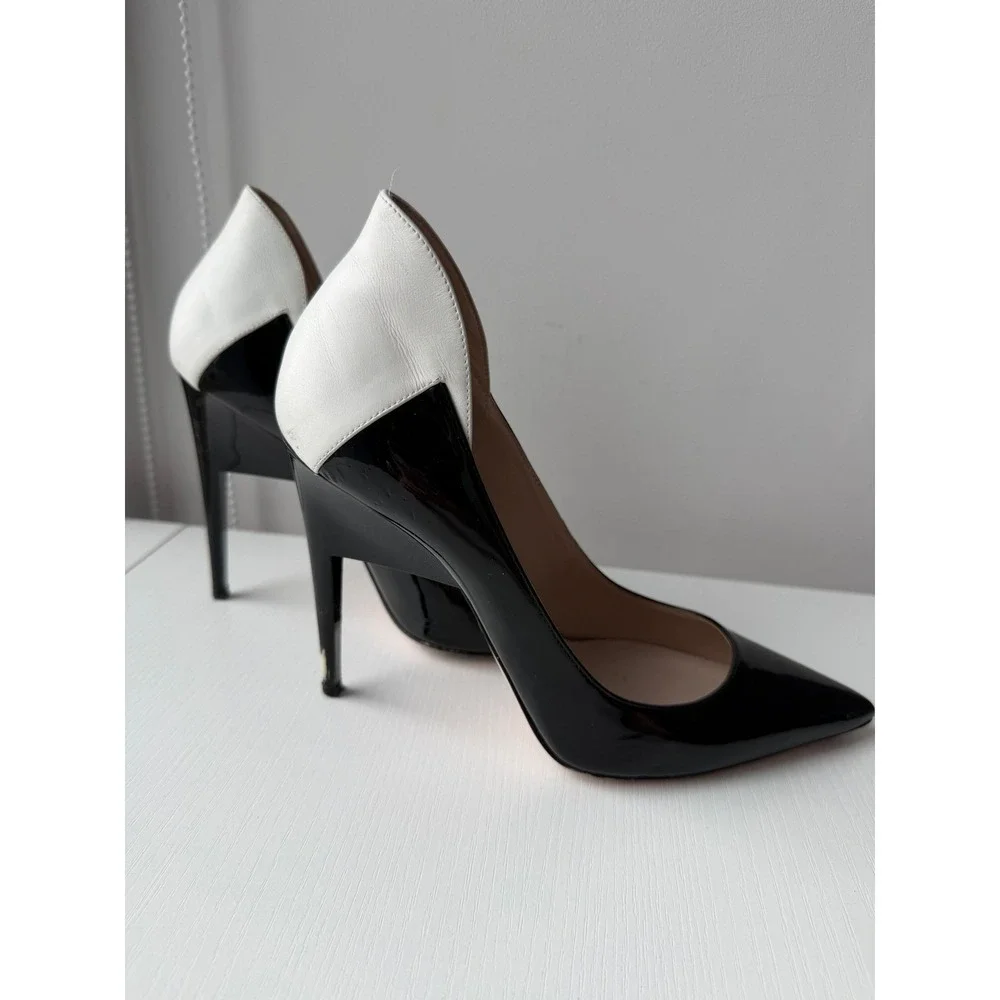 Ruthie Davis Italy Two Tone Patent Leather black & white Pumps Heels EU 39 US 8
